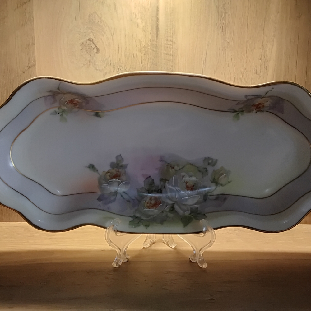 Antique Royal Rudolstadt Prussia Porcelain Handpainted Relish Celery Dish